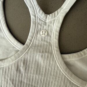 Lululemon White/grey Ribbed Tank Top